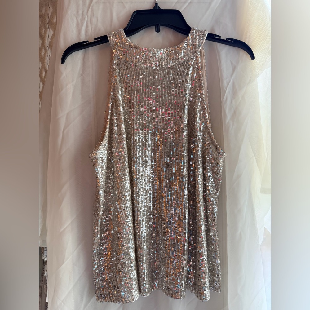 💖✨Love on a Hanger Cream Sequin Tank Top